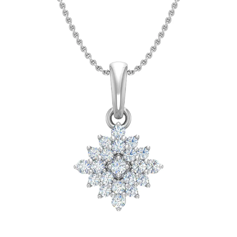 Affordable Luxury Jewelry For Every Occasion 1/4 Carat Diamond Cluster Pendant Necklace in Gold (Silver Cable Chain)