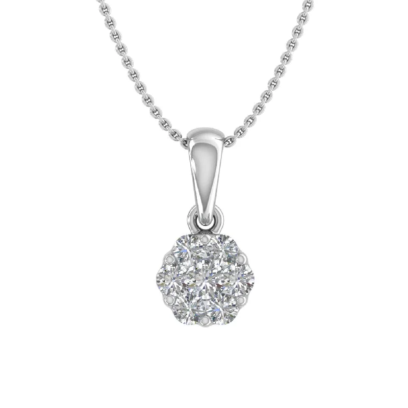 Handcrafted Jewelry Sale – Unique Designs At Low Prices 1/4 Carat Diamond Cluster Pendant Necklace in Gold (Silver Chain Included) - IGI Certified