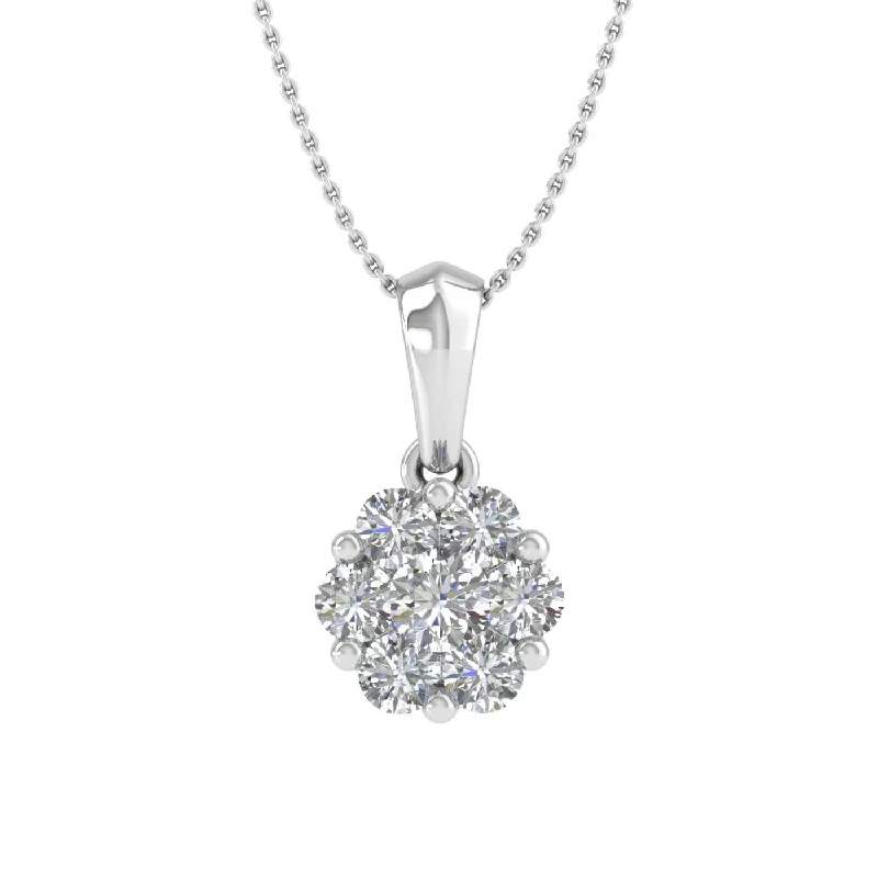 Timeless Jewelry At Special Discount Rates 1/4 Carat Diamond Cluster Pendant Necklace in Gold (Silver Chain Included) - IGI Certified