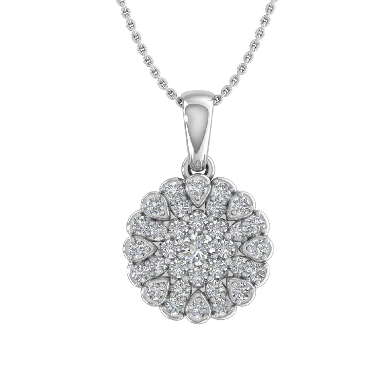 Make Every Moment Shine – Jewelry Discounts Available 1/4 Carat Diamond Cluster Pendant Necklace in Gold (Silver Chain Included) - IGI Certified