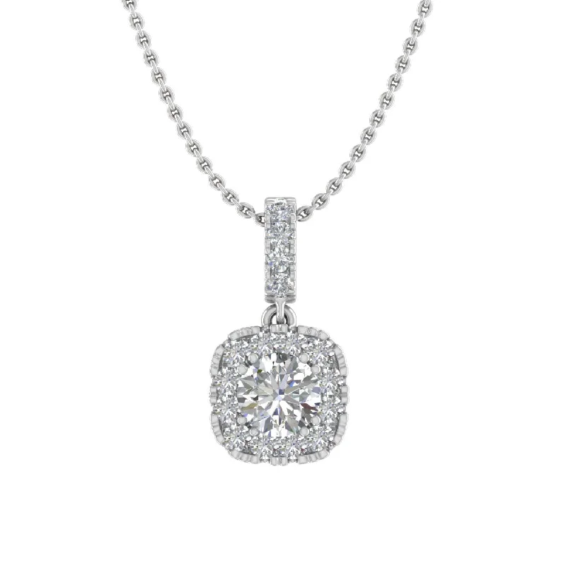 Timeless Elegance At Unbelievable Discounts 1/4 Carat Diamond Cushion Shape Pendant Necklace in Gold (Silver Chain Included) - IGI Certified