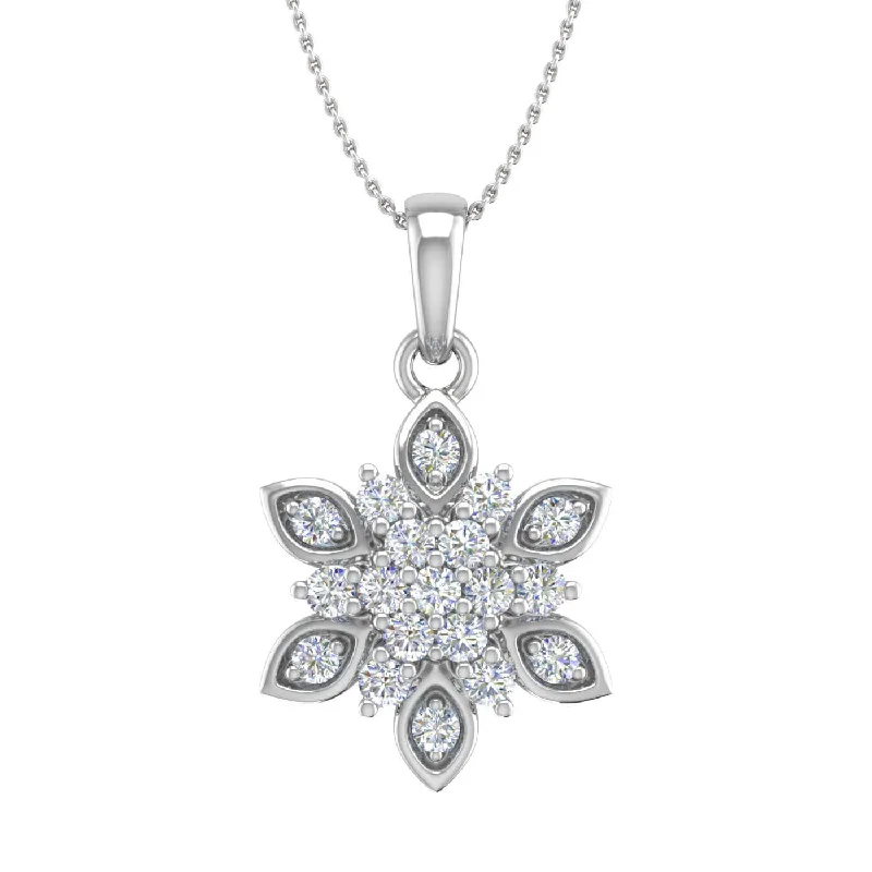 Best-Selling Jewelry Styles Now At Exclusive Discounts 1/4 Carat Diamond Floral Cluster Pendant Necklace in Gold (Silver Chain Included)