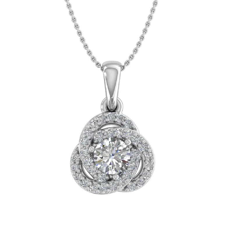 Dainty And Elegant Jewelry Now At Reduced Prices 1/4 Carat Diamond Knot Cluster Pendant Necklace in Gold (Silver Chain Included)