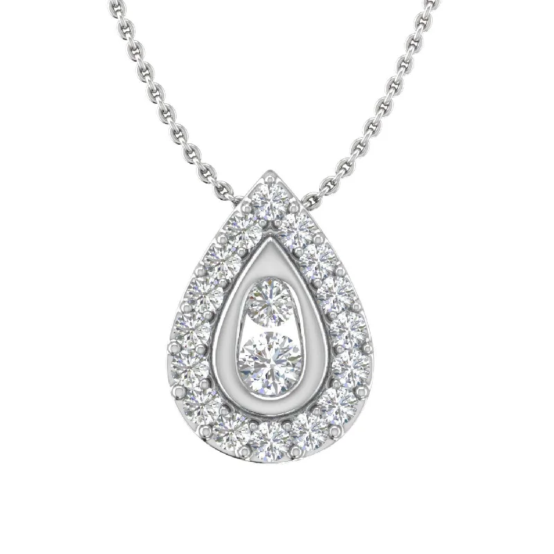 Elegant Jewelry Styles At Budget-Friendly Prices 1/4 Carat Diamond Tear Drop Pendant Necklace in Gold (Included Silver Chain) - IGI Certified