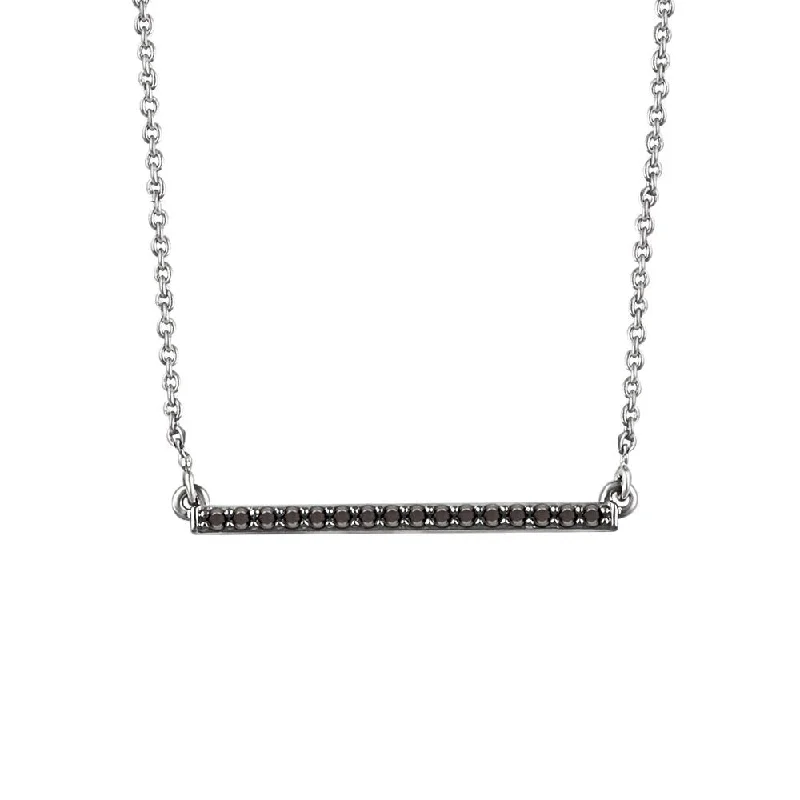 Buy More, Save More – Special Jewelry Discounts 1/6 Ctw Black Diamond 26mm Bar Necklace in 14k White Gold, 18 Inch