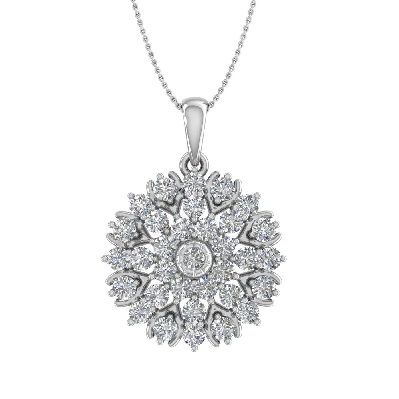 Flash Sale On Stunning Jewelry – Limited Stock Available 1 Carat (ctw) Diamond Flower Shaped Pendant Necklace in Gold (Silver Chain Included)