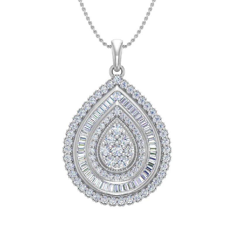 Shop Dazzling Jewelry At The Best Prices 1 Carat Diamond Cluster Pendant Necklace in Gold (Silver Cable Chain)