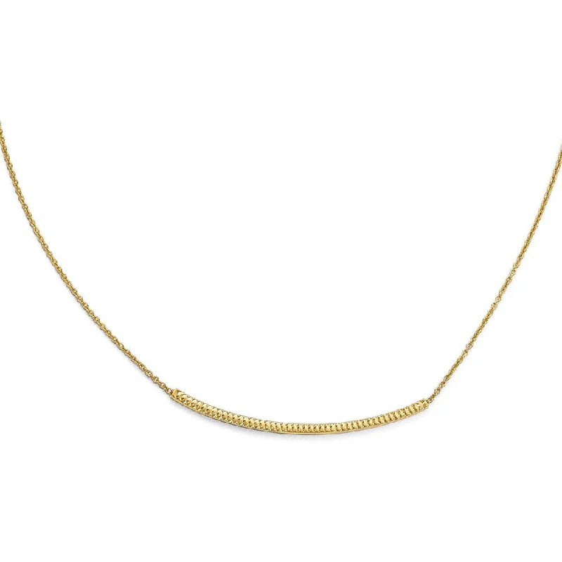 Shop Jewelry That Shines Without The High Price 14k Gold Polished & Textured Reversible Curved Bar Necklace, 16-18 in