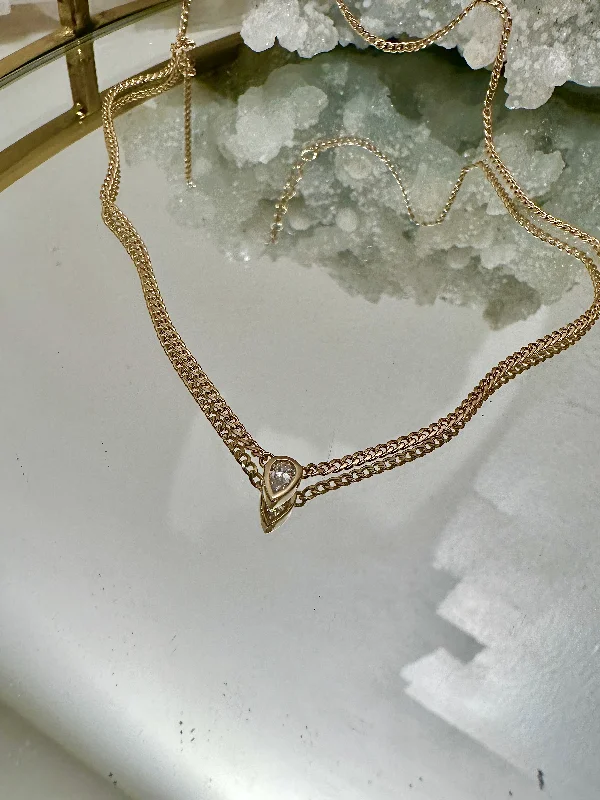 Affordable Glamour – Must-Have Jewelry At Special Rates 14KT PEAR BEZEL CURB CHAIN