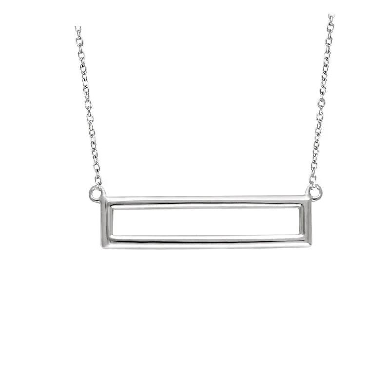 Jewelry Sale – Exclusive Styles At Lower Prices 29mm Horizontal Rectangle Necklace in 14k White Gold, 16-18 Inch