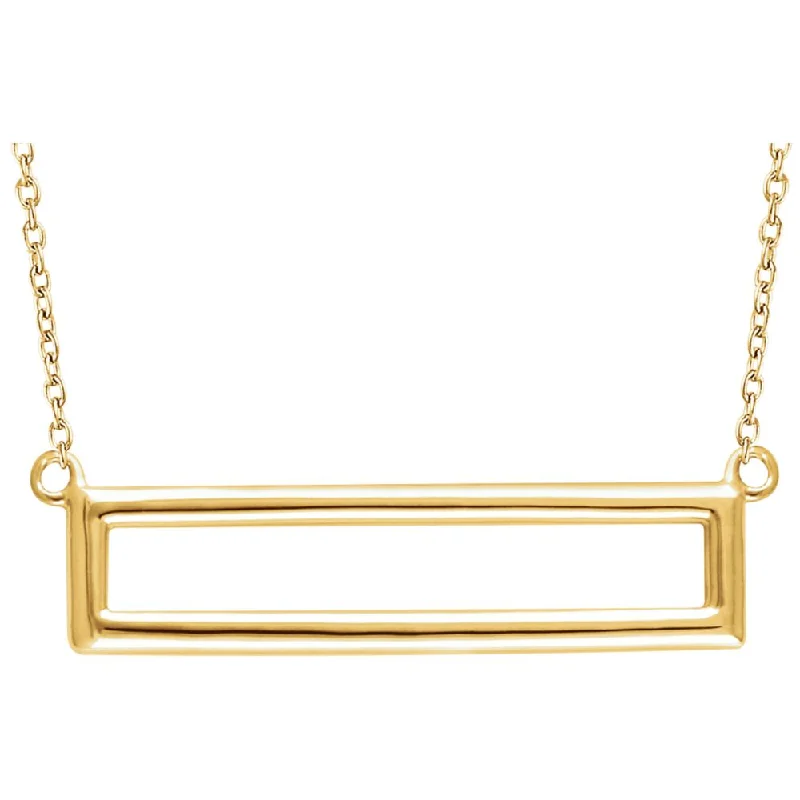 Timeless Beauty, Unbeatable Deals – Jewelry Sale On 29mm Horizontal Rectangle Necklace in 14k Yellow Gold, 16-18 Inch