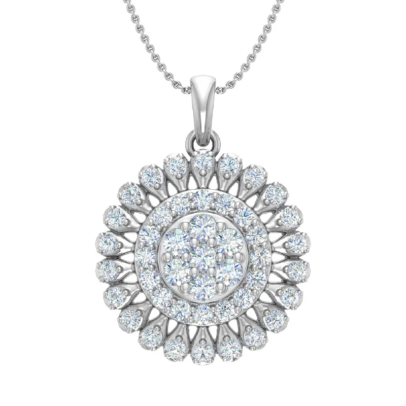 Bestselling Jewelry At Special Promotional Rates 3/4 Carat Diamond Cluster Pendant Necklace in Gold (Silver Cable Chain)