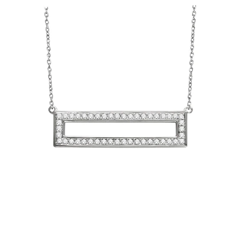 Exclusive Gemstone Jewelry At Special Prices 3/8 Ctw Diamond 30mm Rectangle Necklace in 14k White Gold, 16-18 Inch