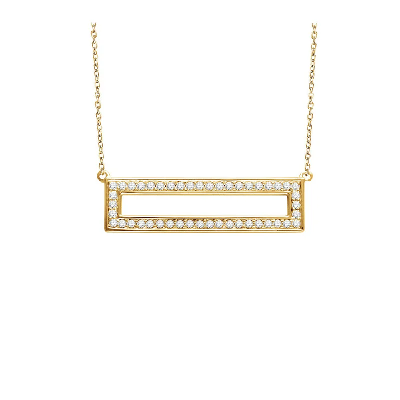 Shop Fine Jewelry With Exclusive Savings 3/8 Ctw Diamond 30mm Rectangle Necklace in 14k Yellow Gold, 16-18 Inch