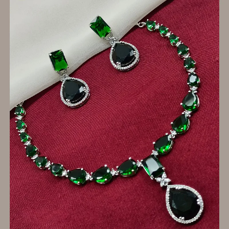 Bold And Beautiful Jewelry Now At Irresistible Prices Amoliya Jewels  Silver Plated American Diamond Necklace Set