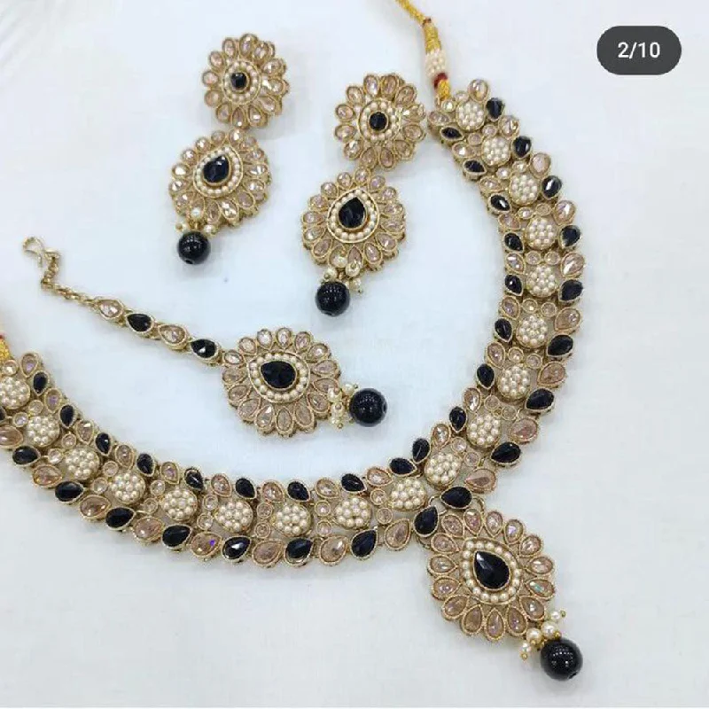 Premium Jewelry Now Available At Special Discounts Anjali Jewellery Gold Plated Crystal Stone Pearl And Beads Necklace Set