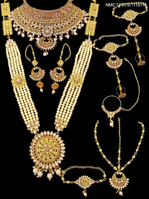 Trending Jewelry Now At Unbeatable Prices Fancy Dulhan set Gold Polish Bridal jewelry Set combo