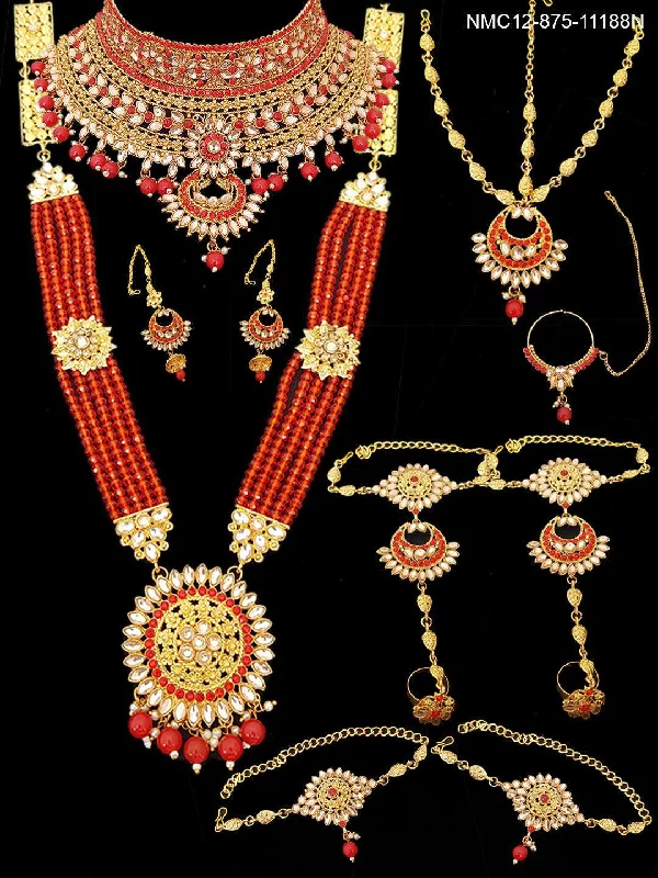 Premium Jewelry, Premium Discounts – Act Fast Fancy Dulhan set Gold Polish Bridal jewelry Set combo