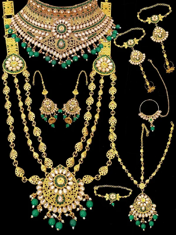 Elevate Your Outfit With Discounted Statement Jewelry Fancy Dulhan set Gold Polish Bridal jewelry Set combo