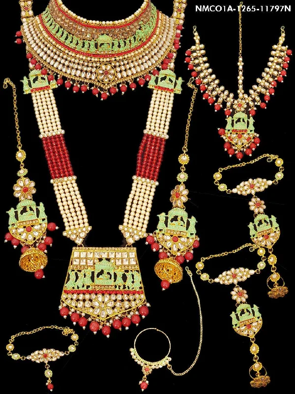 Last Chance To Shop High-End Jewelry At Markdown Prices Fancy Dulhan set Gold Polish Bridal jewelry Set combo Meenkari and kundan