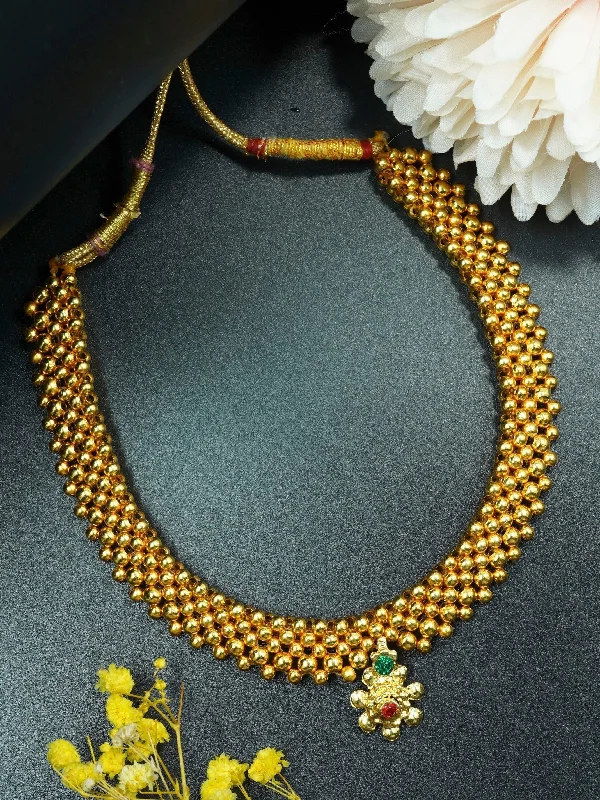 Must-Have Jewelry Pieces At Reduced Prices Gold Finish Short necklace Maharastra Thusi