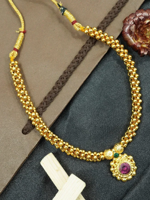 Big Discounts On Elegant Jewelry Collections Gold Finish Short necklace Maharastra Thusi