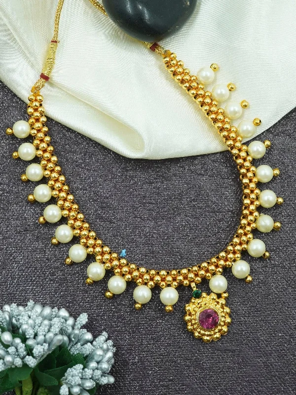 Unmissable Jewelry Sale – Shop Before It's Too Late Gold Finish Short necklace Maharastra Thusi