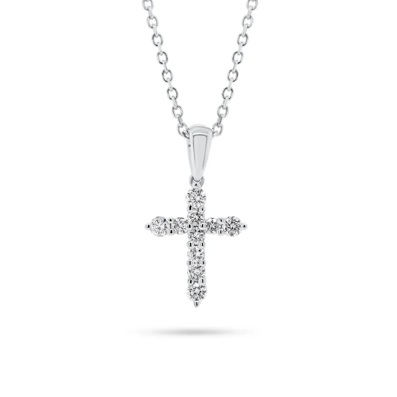 Luxury Handcrafted Jewelry For Elegant Looks Diamond 10-Stone Small Cross Pendant