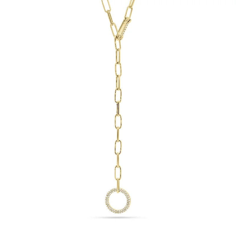 Elegant Jewelry At Unbeatable Offers – Shop Before It's Gone Diamond Circle Lariat Necklace with Paperclip Chain