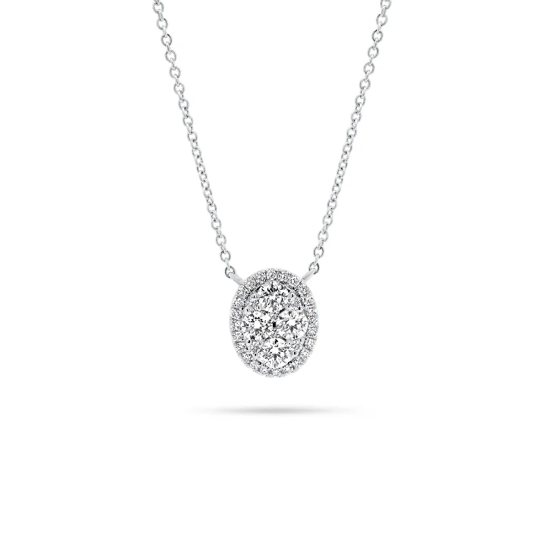 Waterproof Stainless Steel Jewelry For Lasting Beauty Diamond Halo Oval Pendant