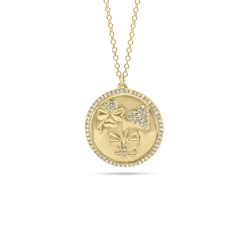 Shop Dazzling Jewelry At The Best Prices Diamond Luck, Love, and Happiness Disc Pendant