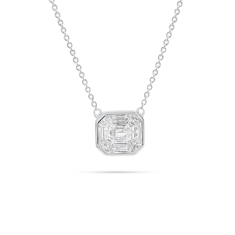 Stunning Jewelry At A Fraction Of The Price Emerald-Cut Diamond Cluster Necklace