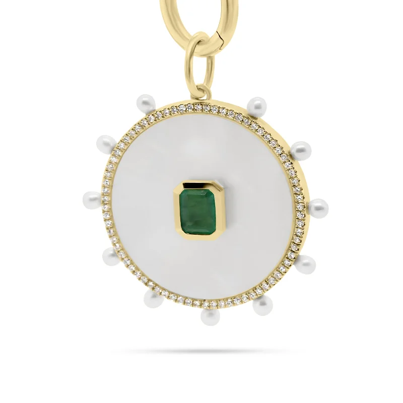 Timeless Elegance At Unbelievable Discounts Emerald & Mother of Pearl Charm