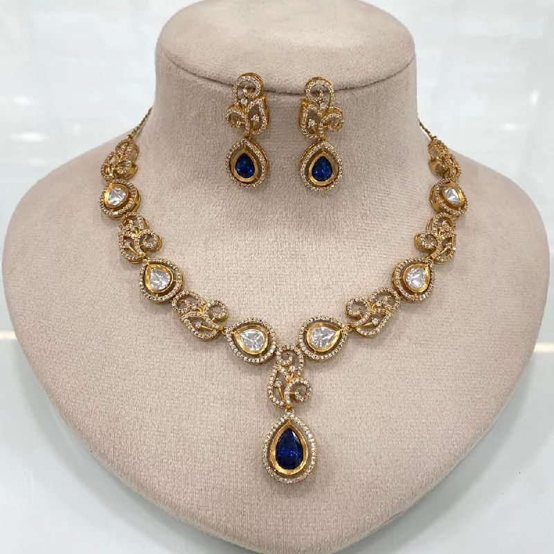 Chic, Trendy, And Affordable Jewelry Sale FS Collection Gold Plated Polki Kundan Stone Necklace Set