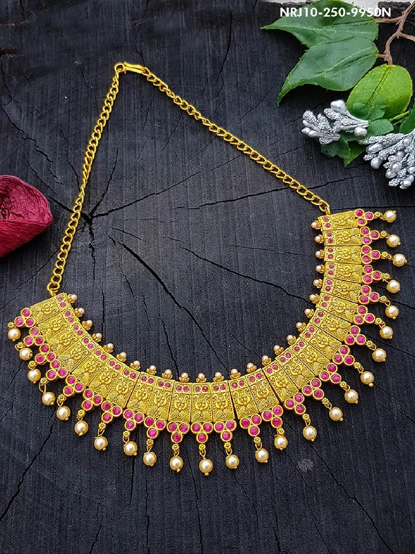 Limited-Stock Jewelry Sale – Once It's Gone, It's Gone Gold Plated Choker Necklace with AD Stones (ONLY Necklace