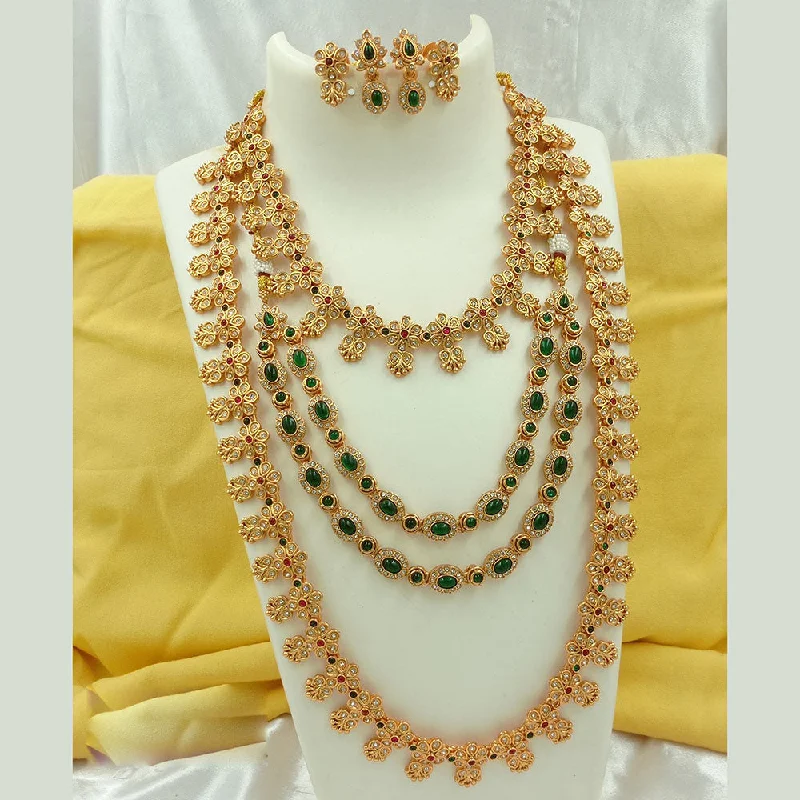 Stunning Jewelry At Even More Stunning Prices Joyful Jewel Art Matte Gold Plated Austrian Stone Long Necklace Combo