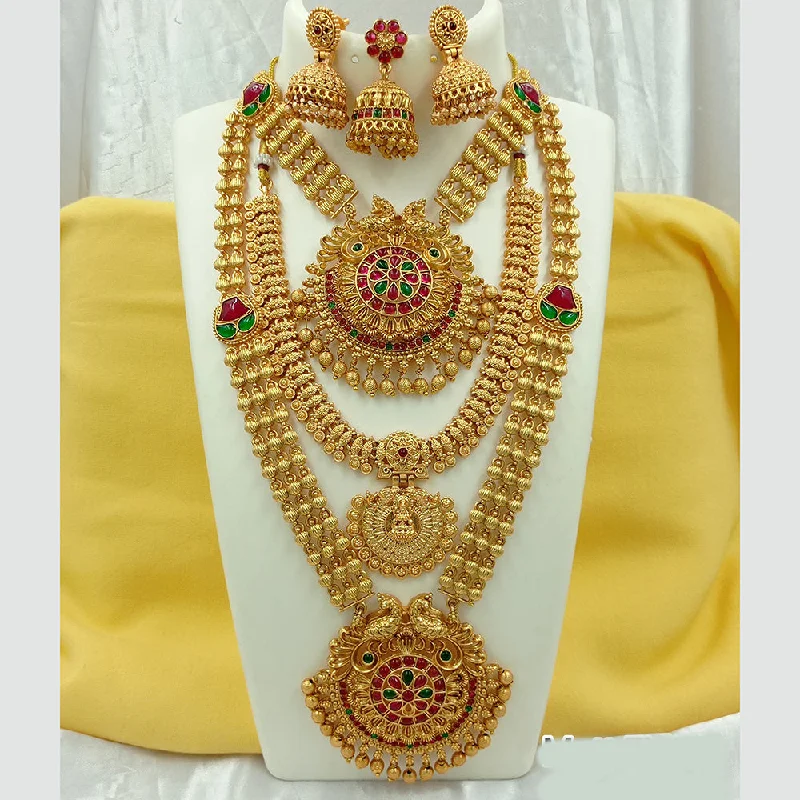 Unmissable Jewelry Sale – Shop Before It's Too Late Joyful Jewel Art Matte Gold Plated Pota Stone And Peacock Long Necklace Combo