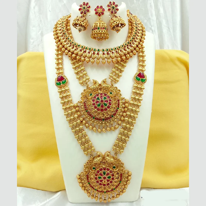 Huge Markdowns On Premium Jewelry Styles Joyful Jewel Art Matte Gold Plated Pota Stone And Peacock Long Necklace Combo