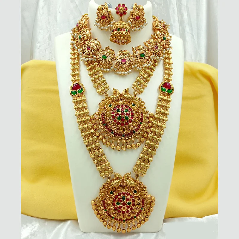 Grab Stylish Jewelry Before The Sale Ends Joyful Jewel Art Matte Gold Plated Pota Stone And Peacock Long Necklace Combo