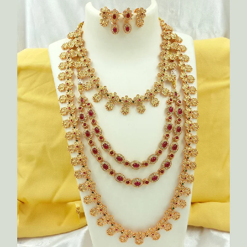 Breathtaking Jewelry, Breathtaking Prices Joyful Jewel Art Matte Gold Plated Pota Stone Long Necklace Combo