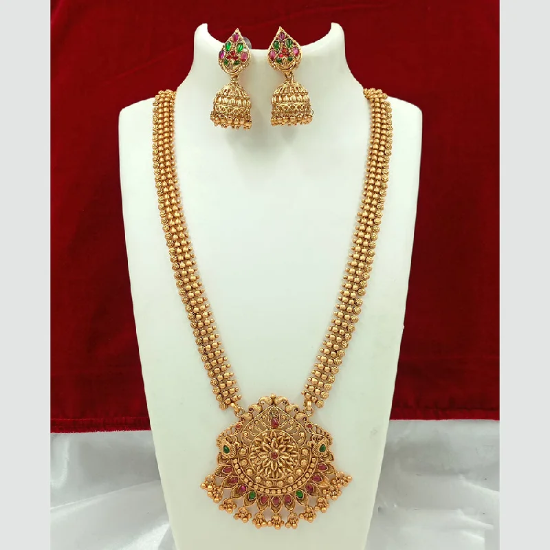 Flash Jewelry Sale – Get Stunning Pieces At Low Prices Joyful Jewel Art Matte Gold Plated Pota Stone Long Necklace Set