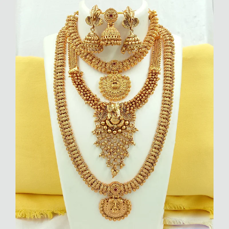 The Perfect Jewelry Piece At The Perfect Price Joyful Jewel Art Matte Gold Plated Pota Stone Long Temple Necklace Combo