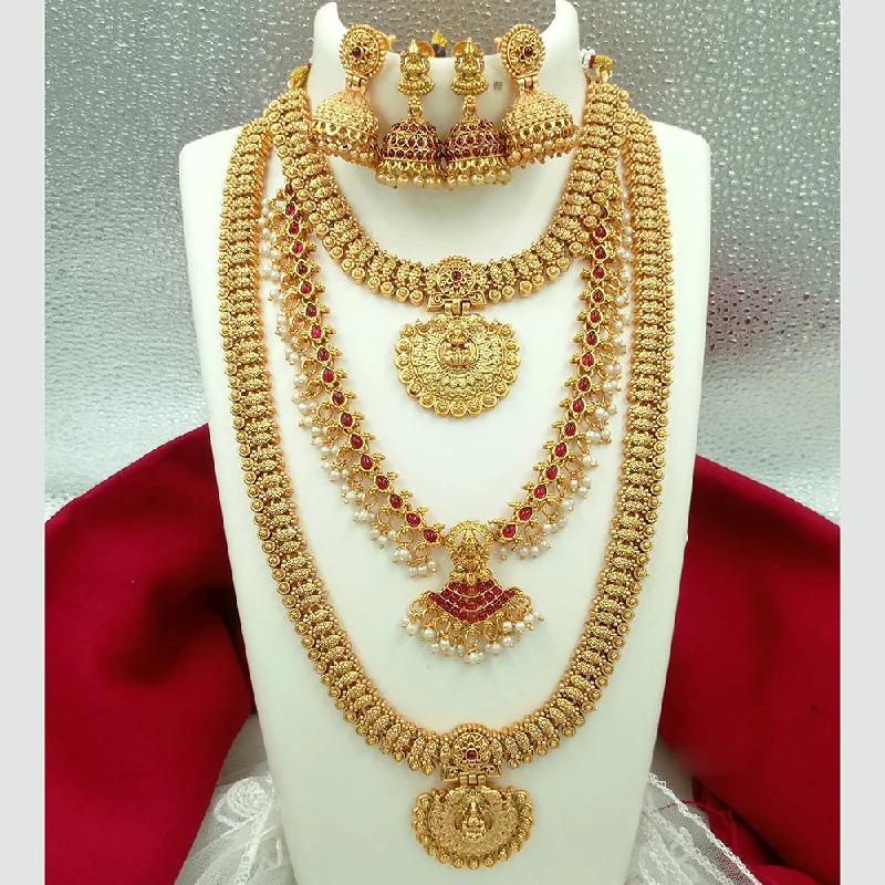 Don't Miss Our Biggest Jewelry Sale Of The Season Joyful Jewel Art Matte Gold Plated Pota Stone Long Temple Necklace Combo