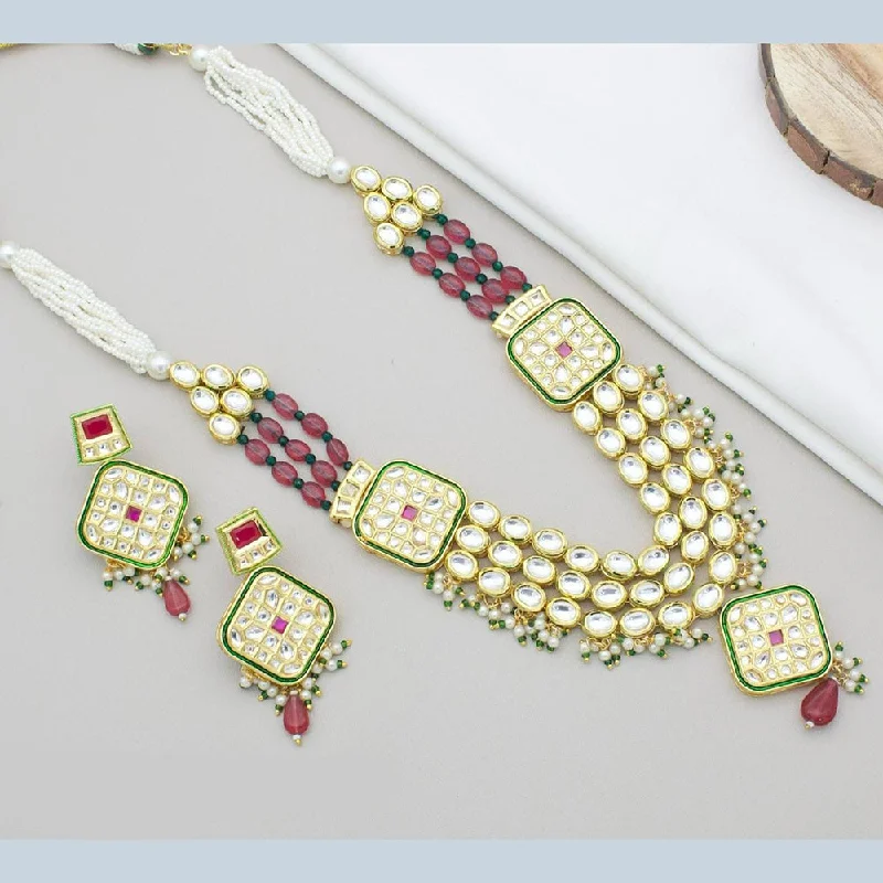 Last Chance To Grab Your Favorite Jewelry At A Discount Kavita Art Gold Plated Kundan Stone And Pearls Long Necklace Set