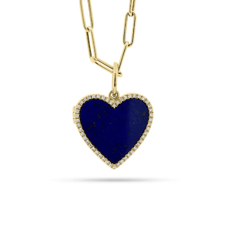 Jewelry Sale Bonanza – Grab Your Sparkle Now Lapis & Diamond Heart Locket