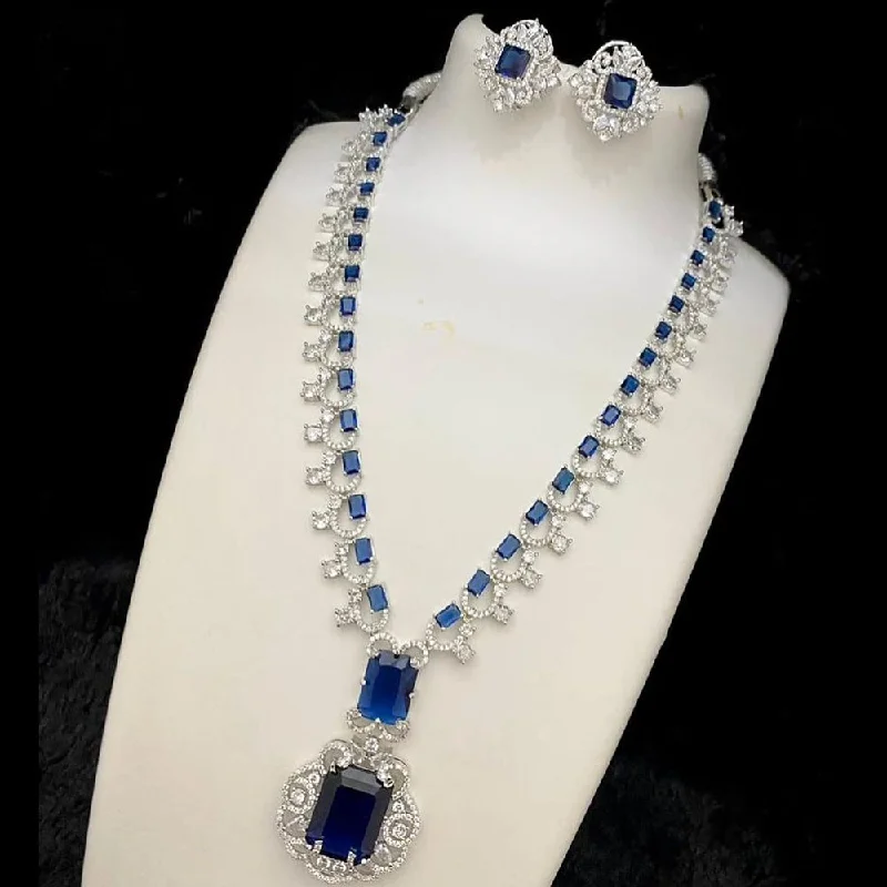 Shop Signature Jewelry Styles At Exclusive Prices Lucentarts Jewellery Silver Plated AD Long Necklace Set