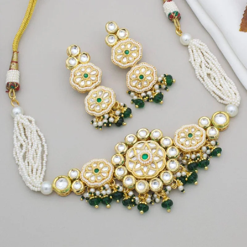 Get Ready To Sparkle – Special Jewelry Discounts Manisha Jewellery Gold Plated Kundan Stone And Pearl Choker Necklace Set