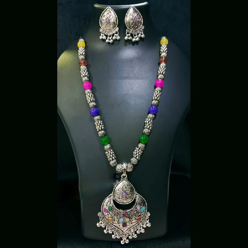 Make Your Outfit Shine With Discounted Jewelry Manisha Jewellery Oxidised Plated Crystal Stone Necklace Set