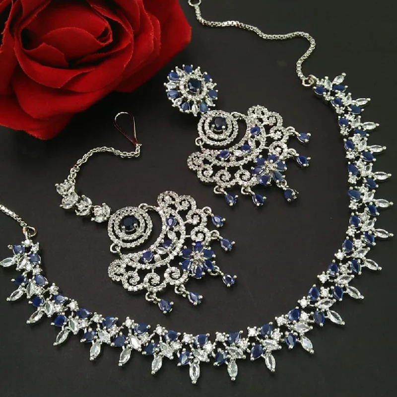 Exclusive Online Jewelry Sale – Don't Wait Manisha Jewellery Silver Plated AD Necklace Set