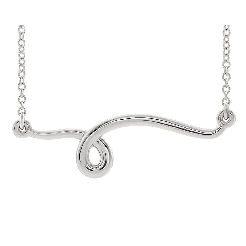 Timeless Elegance, Temporary Discounts – Act Fast Platinum Freeform Loop Bar Necklace, 16 or 18 Inch